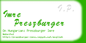 imre preszburger business card